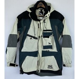 Serac Goretex Ski Snowboard Jacket Retro Green Cream Black Hooded Men's M‎